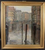 H MASON View of a bridge in a continental town oil on canvas, signed and possibly dated '63 67 x