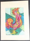 M SCHWEIZER Study of a cockerell, coloured crayons, signed, unframed 21 x 14.5cm