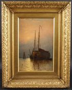 GEORGE STANFIELD WALTERS (1838-1924) Moored ships at dusk, oil on canvas, signed and dated 1889,