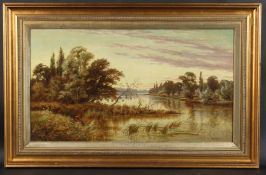 E. LANCASTER HOOPER (19TH CENTURY) 'Streatley on Thames, Evening', oil on canvas, signed 46 x 81.