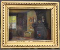 FRENCH SCHOOL (19TH CENTURY) Interior of a cottage pastel, signed indistinctly, 22 x 31cm