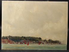 BRITISH SCHOOL (20TH CENTURY) Sailing off a headland, oil on board, signed with initials, CJB, 30.