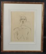 ALBERT GIACOMETTI 'Buste II' lithograph, Wiseman Originals Gallery label. 35.5 x 27cm