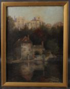 ENGLISH SCHOOL (EARLY 20TH CENTURY) View of a millhouse by a weir, oil on canvas board, signed