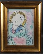 DORA HOLZHANDLER (1928-2015) Mother and baby, mixed media, signed with initials, 29.5 x 22cm