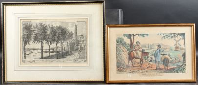 19TH CENTURY SCHOOL 'Going to the Mill' coloured engraving 17.5 x 28.5cm and 'View of the Stairs