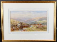 JOHN BARRETT (19TH CENTURY) 'A September Afternoon on Dartmoor' Landscape with hilltop church and