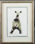 ALAN HALLIDAY (b.1952) 'The Dog' mixed media signed and dated '93 28 x 19cm