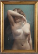 20TH CENTURY SCHOOL Female nude pastel, signed indistinctly, 58 x 39cm