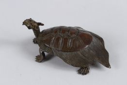 A JAPANESE BRONZE OKIMONO TURTLE. 10cm long.