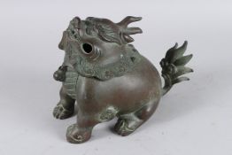 A GOOD CHINESE BRONZE CENSER with foo dog 12cm high