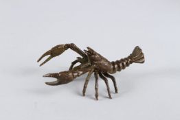 A JAPANESE BRONZE OKIMONO CRAYFISH 9cm long