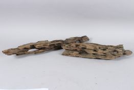 TWO PIECES OF CHINESE HARD WOOD, possibly agarwood