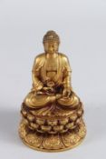A GILT BRONZE SAKYAMUM BUDDHA 10cm high