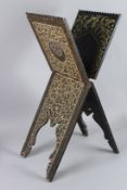 A LARGE 19TH CENTURY INDIAN KASHMIRI LACQUERED WOODEN QURAN BOOK STAND