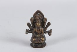 A SMALL INDIAN BRONZE GOD FIGURE 8cm high