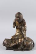 A GILT BRONZE BODHISATTVA 26cm high