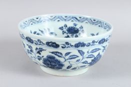 A CHINESE BLUE AND WHITE BOWL 17cm diameter