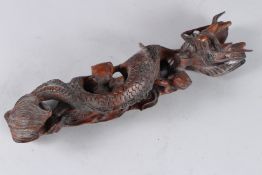 A LARGE CARVED WOOD RUI SEPTRE 40cm long