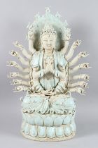 A CHINESE YINQING GLAZE THOUSAND ARMED AVALOKITESVARA 51cm high