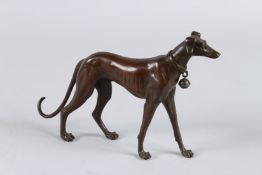 A JAPANESE BRONZE OKIMONO DOG. 10cm high.