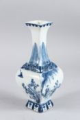 A CHINESE BLUE AND WHITE SQUARE VASE 23cm high