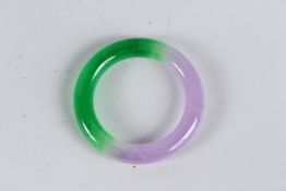 A TWO TONE JADE BANGLE 8cm diameter