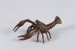 A SMALL JAPANESE BRONZE LOBSTER 10cm