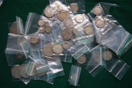 A bag of English silver and other coins.