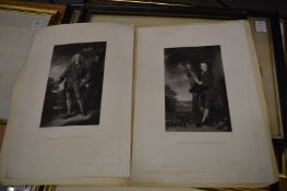 Unframed portraits, armorial crest, framed and glazed etc.