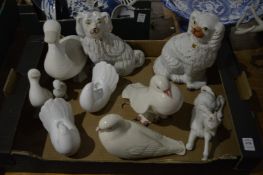 Staffordshire spaniels and other items.