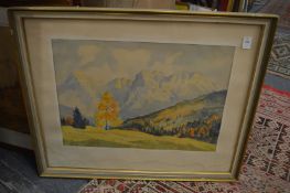 Two watercolours of landscape scenes.