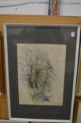 Anne Barnham, tree study, pencil and watercolour.