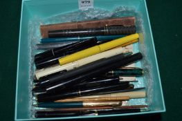 A collection of fountain and other pens, pen nibs etc.