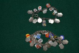 Two silver and enamel bracelets.
