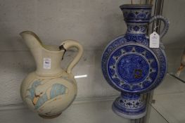 A swan jug and a German salt glazed jug.