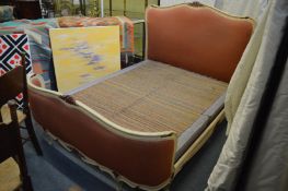 A French style painted bed frame with box base, frame size approx 6ft 6