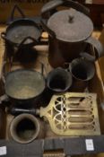 Box of assorted metalware.