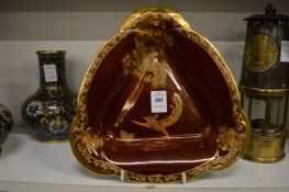 A Crown Devon Rouge Royal style trefoil shaped dish.