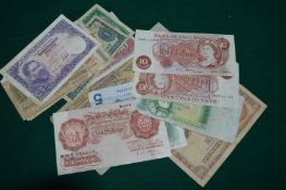 Various bank notes to include ten shilling, pound etc.