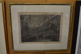 View of the interior of The House of Lords, engraving.