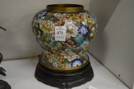 A 19th century cloisonne vase on stand.