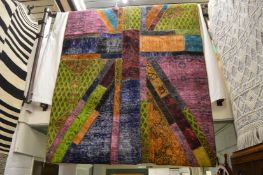 A vintage Kiran Union Jack design carpet, 247cm x 153cm.