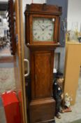 An 18th century oak longcase clock with eight day movement, the painted square dial signed Haywood