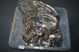 Plated items to include a twin handled tray, sauce boats, toast rack, etc.