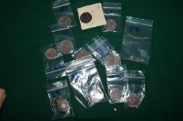 A William IV penny and other coins.