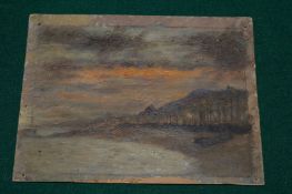 Coastal landscape, oil on card, unframed.