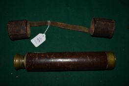 A leather cased brass telescope by Broadhurst Clarkson & Co Ltd, London.