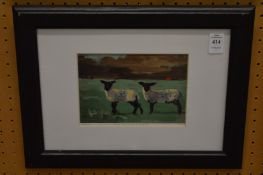 Colin Ruffell, two spring lambs, limited edition print.