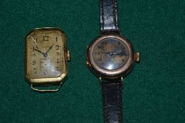Ladies 9ct gold cased wristwatch together with another watch.